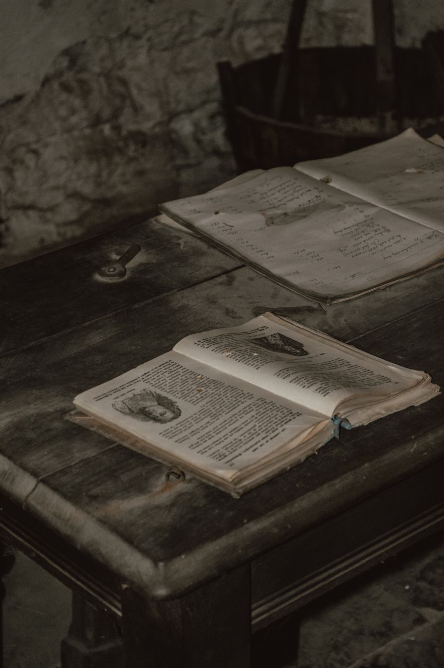 open books on a wooden surface